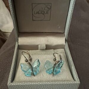 Lalique Aqua Butterfly Earrings